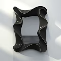 Black Wavy Frame Mirror With Modern Minimalist Design On White Background 3d model