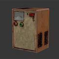 Vintage Electrical Device With Rusty Orange Beige Casing Dial Knobs Red Button And Ventilation Grilles 3d model