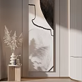 Modern Luxury Entryway Decor With Decorative Painting Dried Flowers And Light Shadow