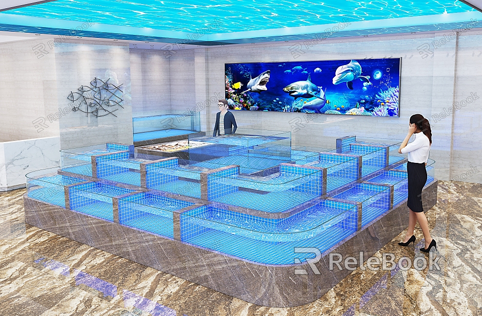 Modern Seafood Area Hotel Seafood Pool model