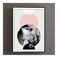 Abstract Circular Wall Art With Pink Black Gray Design For Modern Decor