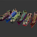 Colorful Variety Of Cargo Ships Displayed Together