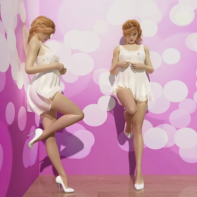 Modern Woman White Dress Beauty 3d model