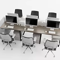Modern Office Desk Setup With Multiple Computer Monitors Ergonomic Chairs Keyboards And Mice 3d model