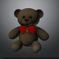 Brown Plush Teddy Bear With Red Bow Tie And Bell Decoration
