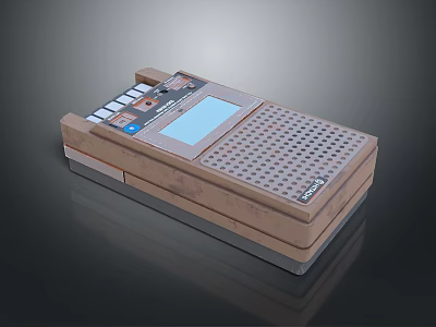 Vintage Brown Tape Recorder With Control Buttons Screen And Grid Pattern 3d model