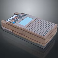 Vintage Brown Tape Recorder With Control Buttons Screen And Grid Pattern
