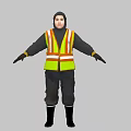 Man in High Visibility Vest Hooded Sweatshirt Black Pants and Boots with Arms Outstretched