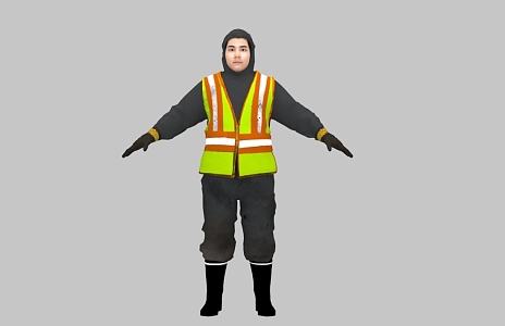 Character workers have binding with bone anti-cold clothing special workers defense workers anti-cold clothing 3d model