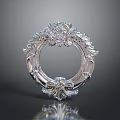 Ornate Silver Decorative Circular Frame With Intricate Carved Floral Designs