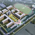 modern school campus building planning 3d model