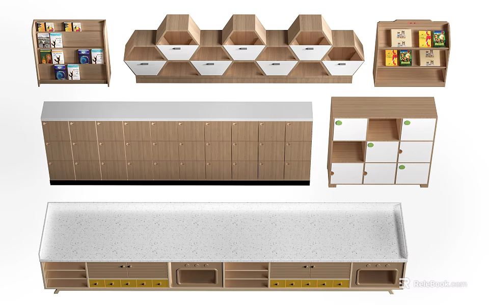 Modern Entryway Console And Side Cabinet Design With Wooden Storage Drawers And Shelves 3d model 