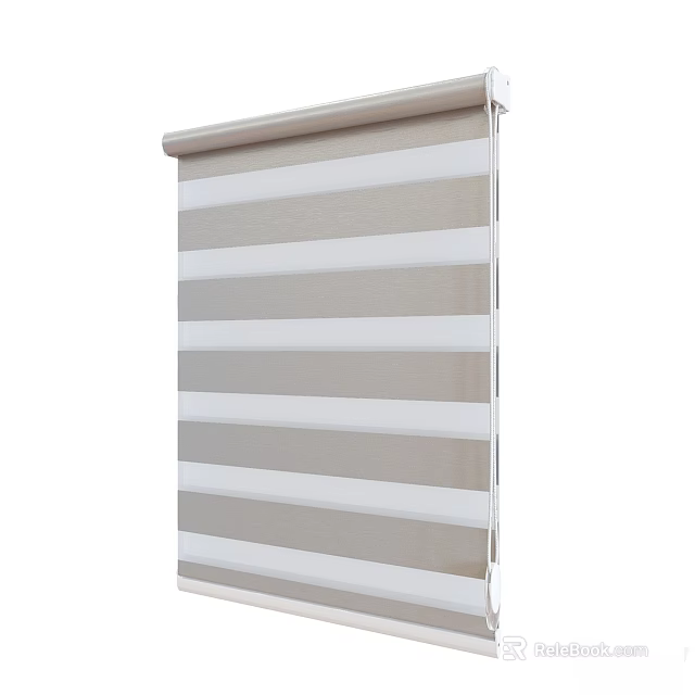 Modern Gray And White Striped Roller Blind For Home Window Treatment 3d model 