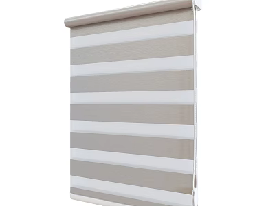 Modern Gray And White Striped Roller Blind For Home Window Treatment 3d model