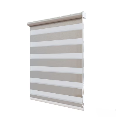 Modern Gray And White Striped Roller Blind For Home Window Treatment 3d model