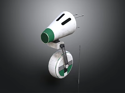 Innovative Computer Device With White Body Green Component And Movable Wheel 3d model