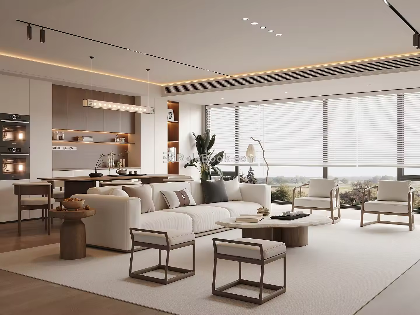 New Chinese Style Song Style Fengke Restaurant Sofa Coffee Table Combination Sideboard New Chinese Style Dining Table and Chair New Chinese Style Chandelier 3d model