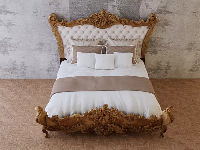 European-style double bed 3d model