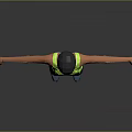 Game Movie Character Short Hair Wearing Yellow Tank Top Dark Shorts Blue Shoes Arms Outstretched