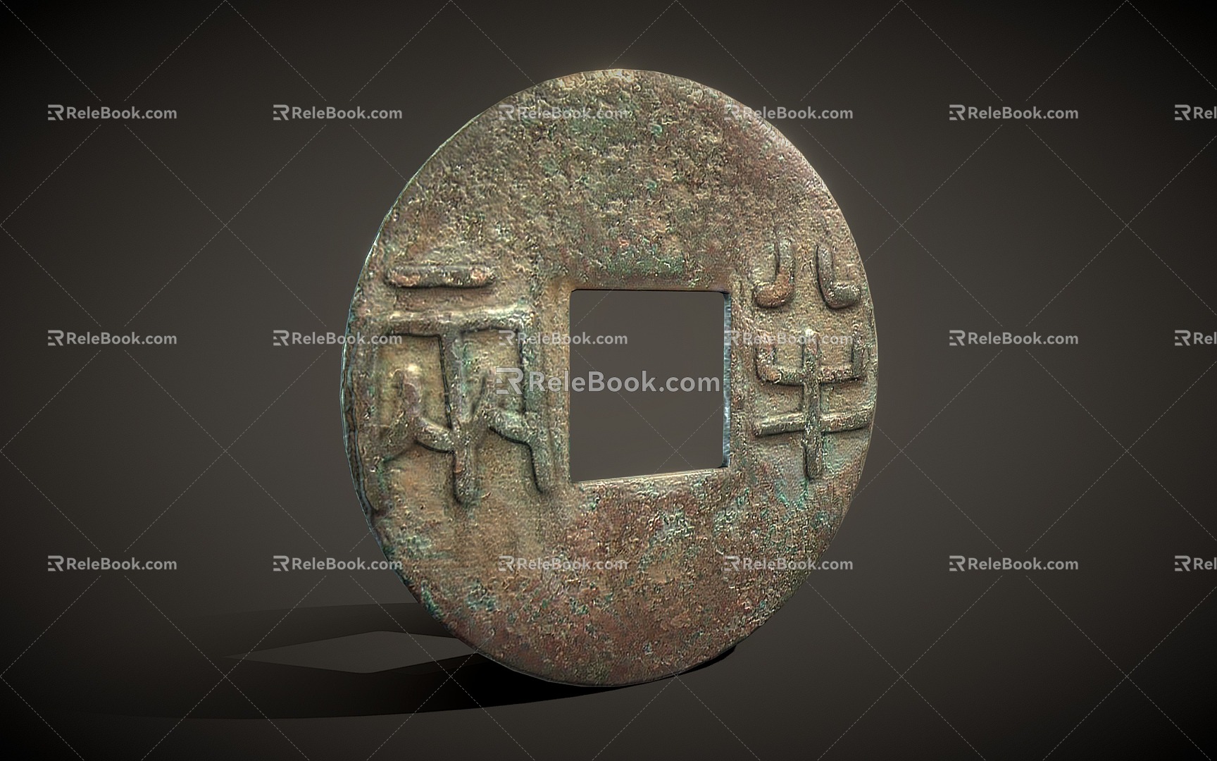 Chinese-style copper coin Qin half two Qin dynasty currency copper coin 3d model