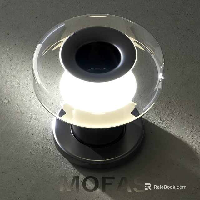Modern Transparent Glass Table Lamp With Black Base And Illuminated Globe For Home Decor 3d model 