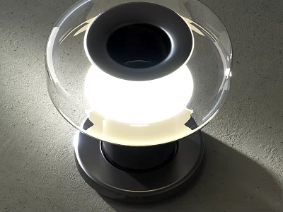 Modern Transparent Glass Table Lamp With Black Base And Illuminated Globe For Home Decor 3d model