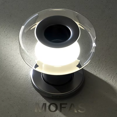 Modern Transparent Glass Table Lamp With Black Base And Illuminated Globe For Home Decor 3d model