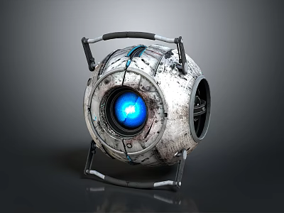 Futuristic Mechanical Sphere Device With Metal Frame Blue Glowing Core And Mechanical Details 3d model