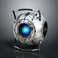 Futuristic Mechanical Sphere Device With Metal Frame Blue Glowing Core And Mechanical Details