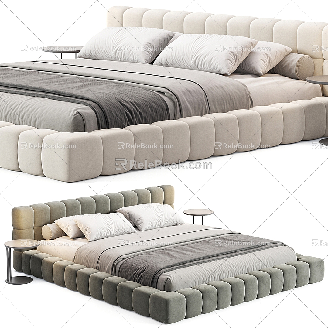 contemporary double bed 3d model