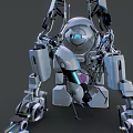 Futuristic Robot Dog With Silver Metallic Body And Blue Glowing Eyes