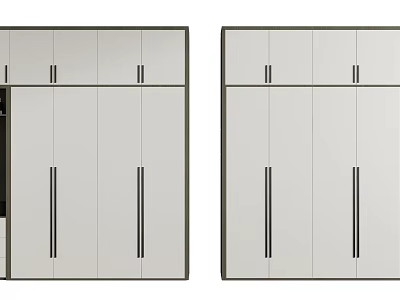 Modern Wardrobe Design With Sleek Doors Black Handles And Light Colored Panels 3d model