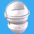 Futuristic White Astronaut Helmet with Starry Galaxy Visor against Blue Background