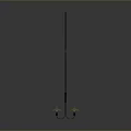 Long Metal Rod With Two Golden Discs On Dark Reflective Background