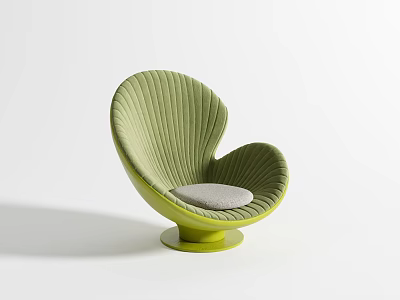 Unique Modern Green Pleated Shell Shaped Swivel Single Sofa With Soft Comfortable Cushion 3d model