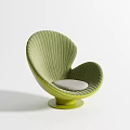 Unique Modern Green Pleated Shell Shaped Swivel Single Sofa With Soft Comfortable Cushion