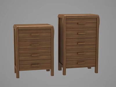 Two Brown Wooden Dressers With Multiple Drawers And Simple Design 3d model