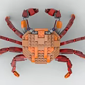 Red And Orange Crab Shaped Building Block Toy With Mechanical Legs
