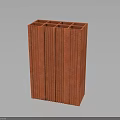 Red Textured Architectural Structure With Vertical Ribs And Top Square Openings