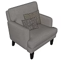 Modern Gray Single Sofa With Decorative Patterned Pillows And Black Legs 3d model
