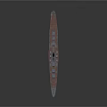 Detailed Battleship Model With Orange Deck Gray Superstructure Turrets And Masts 3d model