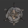 Rustic Iron Lighting Combination With Wooden Logs And Decorative Stand For Indoor Use