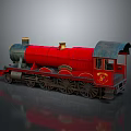 Vintage Red Steam Train With Golden Emblem And Classic Cab Design