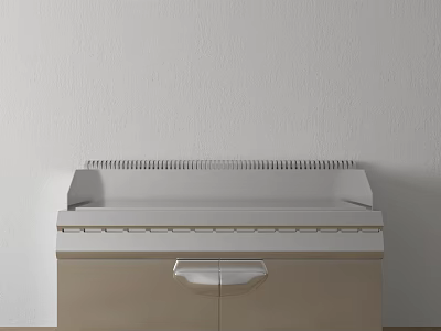 Silver Kitchen Appliance with Drawer and Top Strip Design in Modern Minimalist Kitchen Setting 3d model
