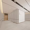 Modern Elevator Hall Interior With Unit 2 Sign And White Wall Design 3d model