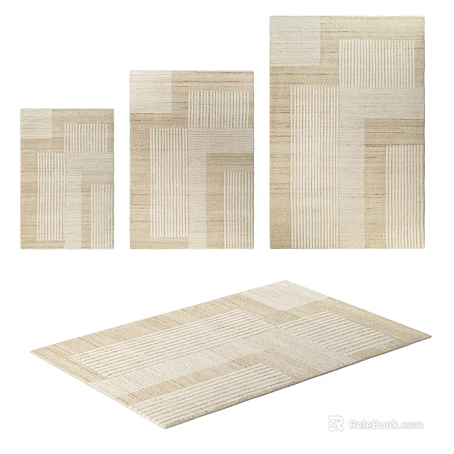 Square Rugs With Neutral Tones And Geometric Patterns For Modern Home Decor 3d model 