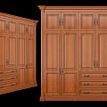 Classic Wooden Wardrobe with Multiple Doors Drawer Storage and Solid Wood Design 3d model
