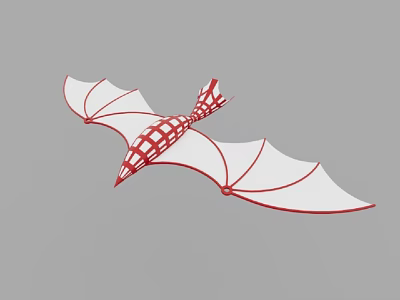 Red and White Bat Shaped Paper Airplane Model With Wings And Fuselage Toy Equipment 3d model