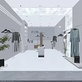 Modern Clothing Store Interior With Clothing Racks Display Shelves And Hanging Clothes