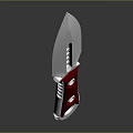 Tactical Weapon Knife With Red Handle Silver Blade Metal Rivets And Holes